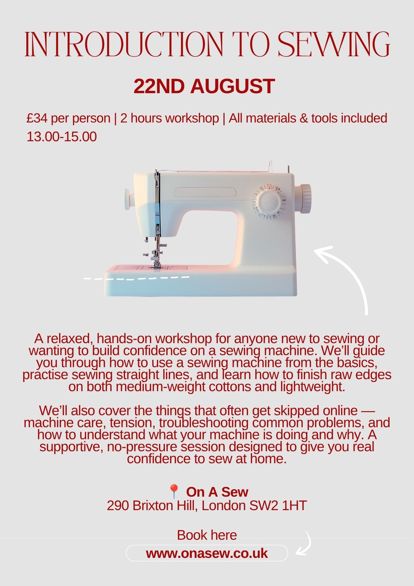 Introduction to sewing- 22nd August PM