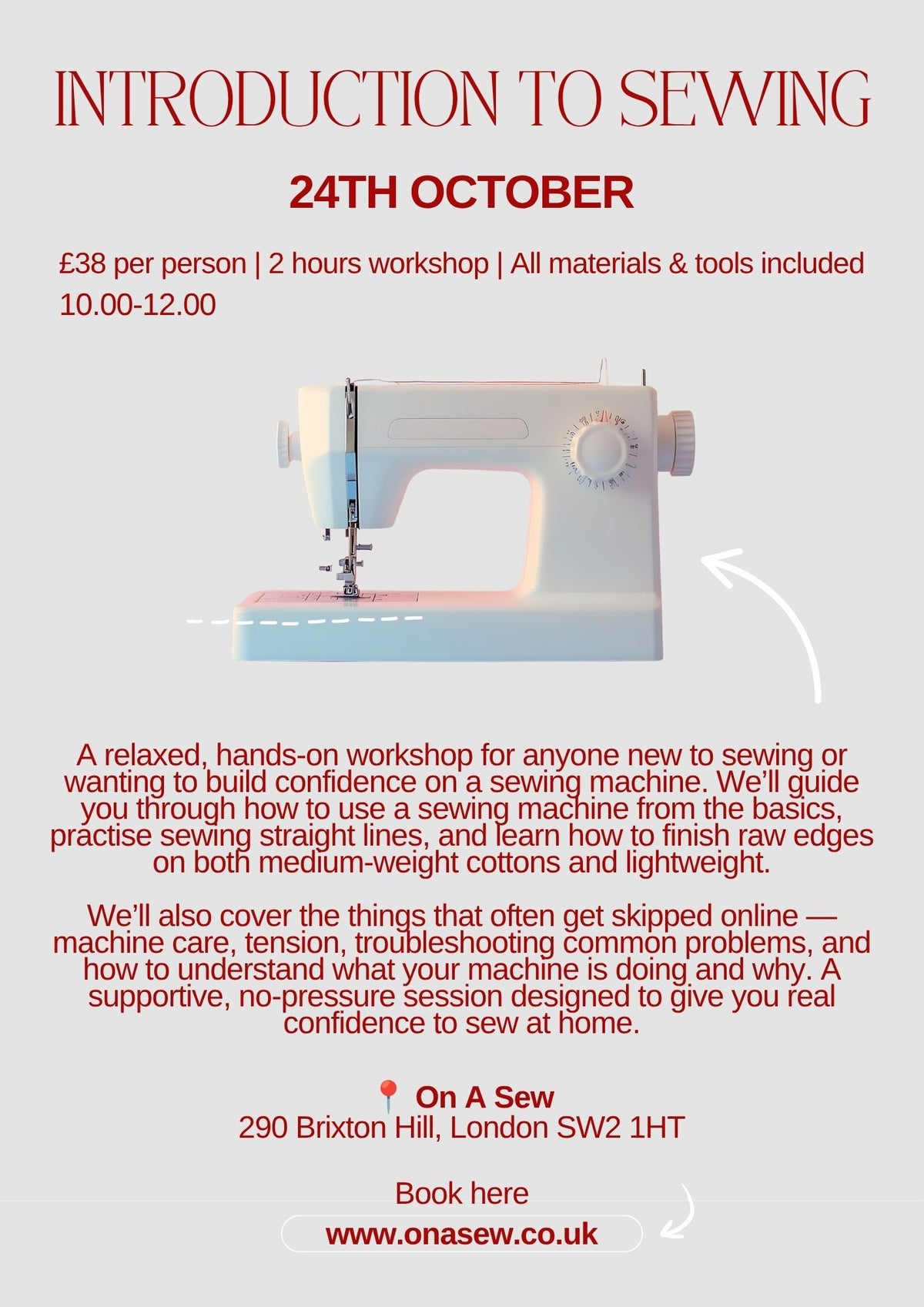 Introduction to sewing- 24th October