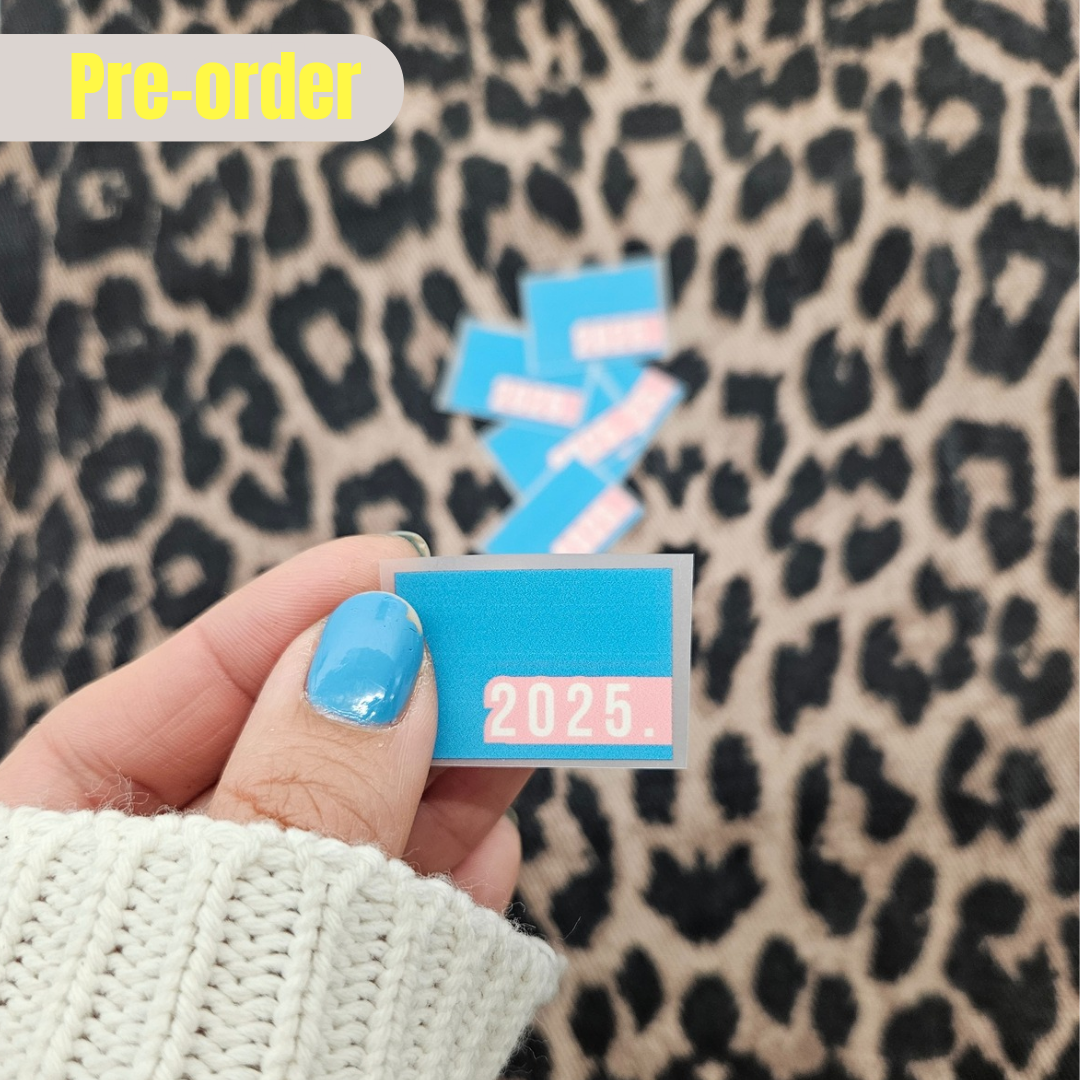 Iron-On Labels| 2025 Blue & Pink | Pack of 5