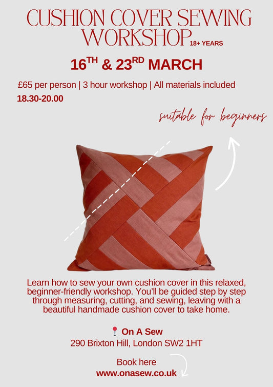 Cushion Cover Sewing Workshop- Monday PM