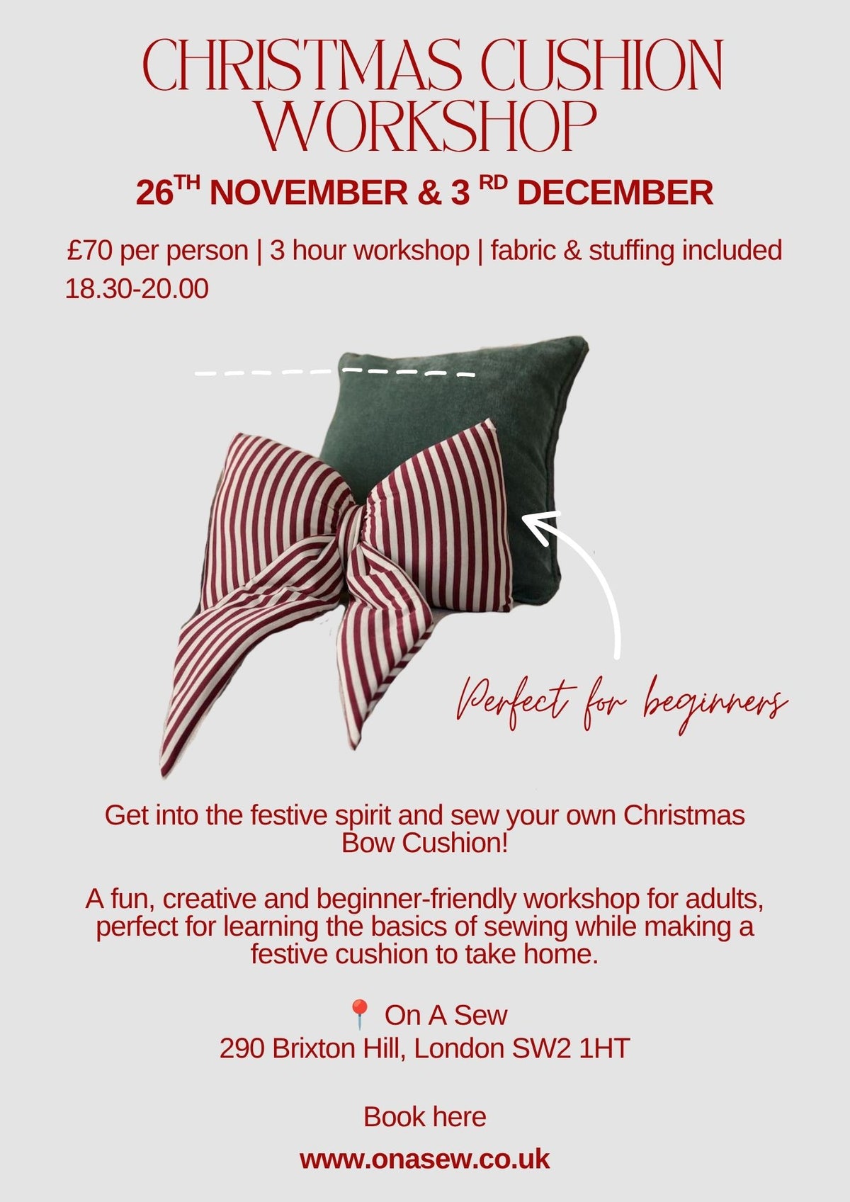 Christmas Cushion Workshop- 26th Nov & 3rd Dec