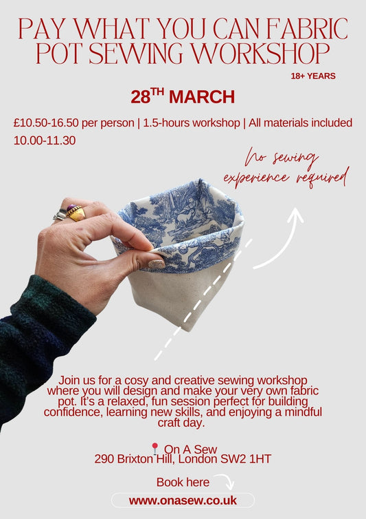 Fabric Pot Sewing Workshop-28th March
