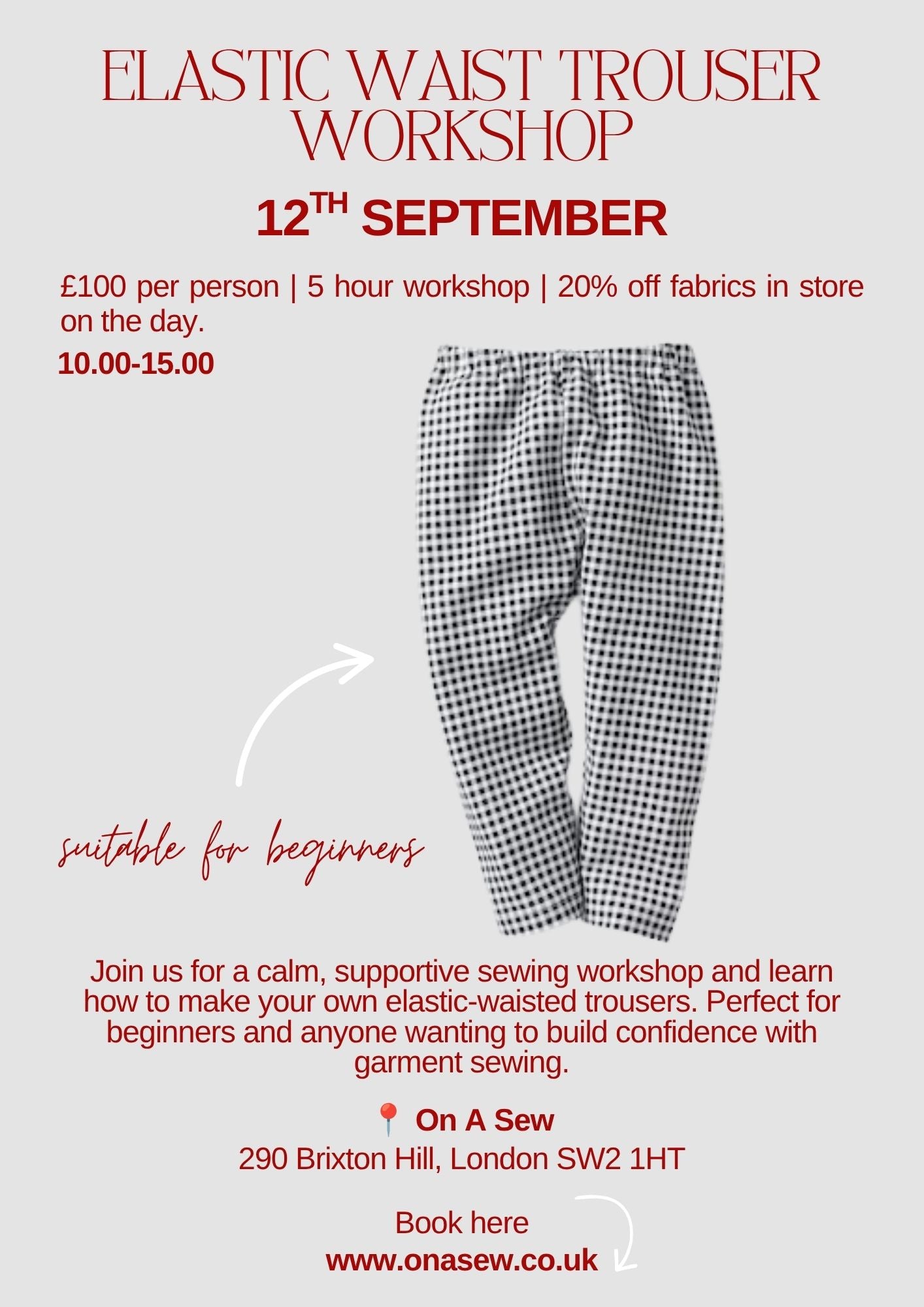 Elastic Waist Trousers Workshop- 12th September