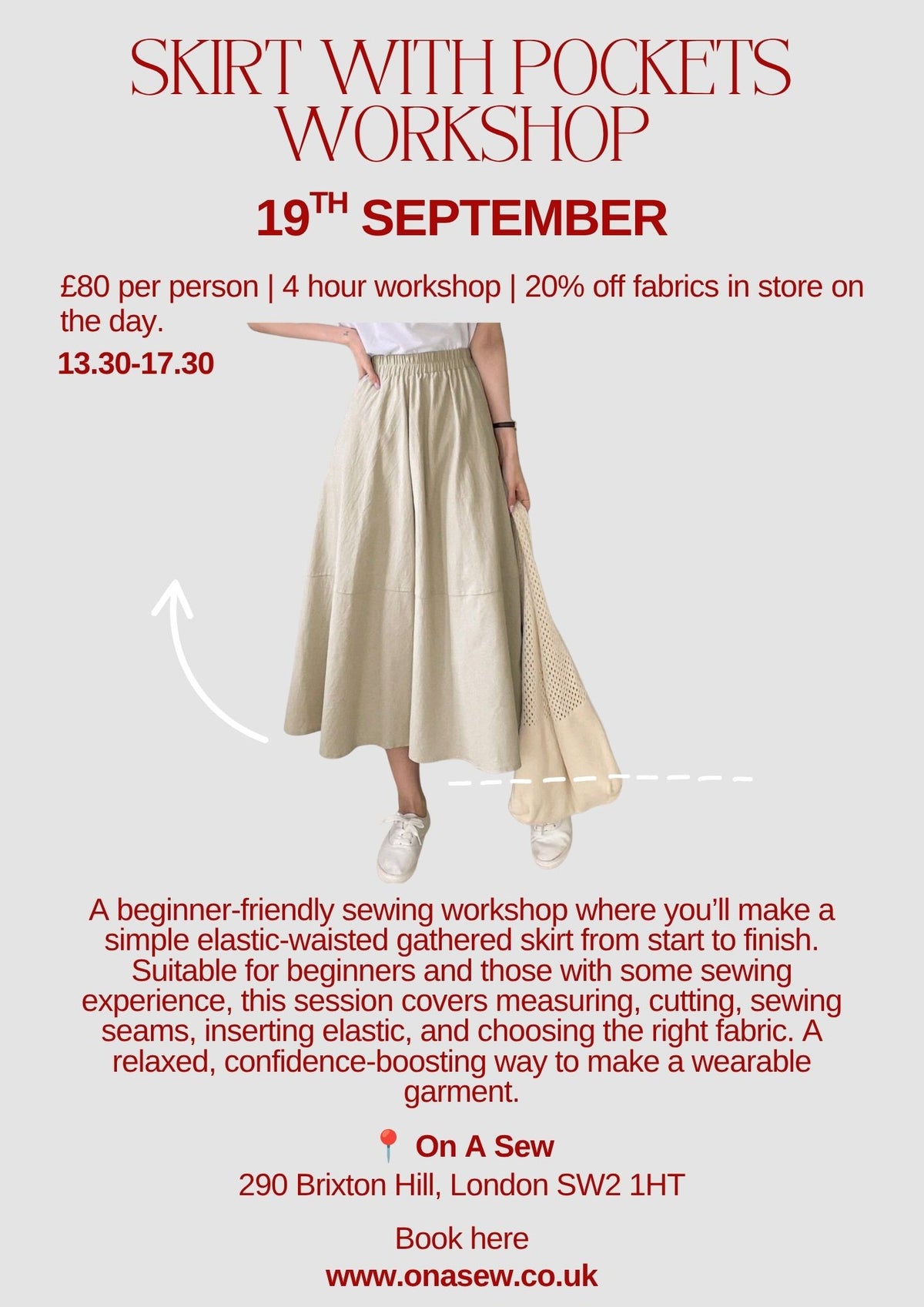 Skirt with pockets workshop - 19th September