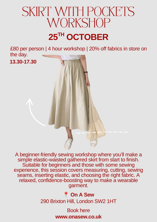 Skirt with pockets workshop - 25th October