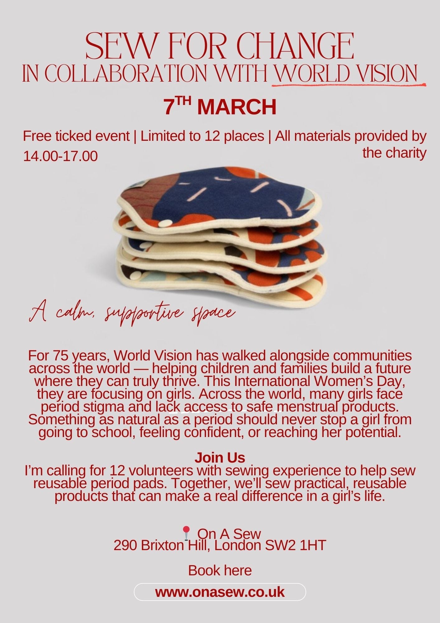 Sew for change- Volunteer workshop 7th March