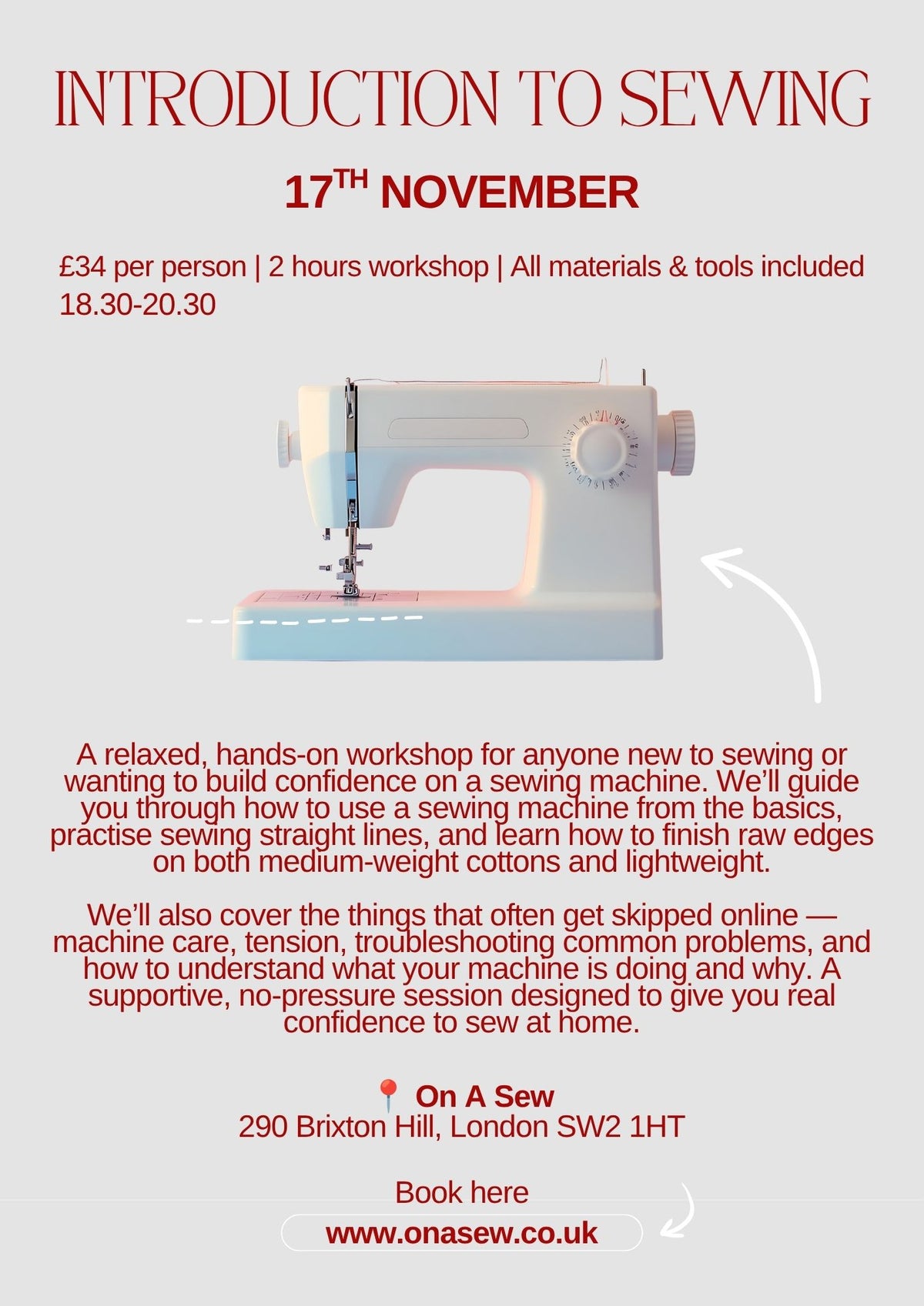 Introduction to sewing- 17th November