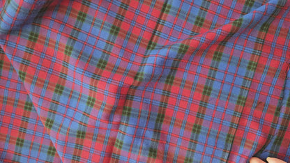 Burgundy & Navy Heritage Check Stretch Woven