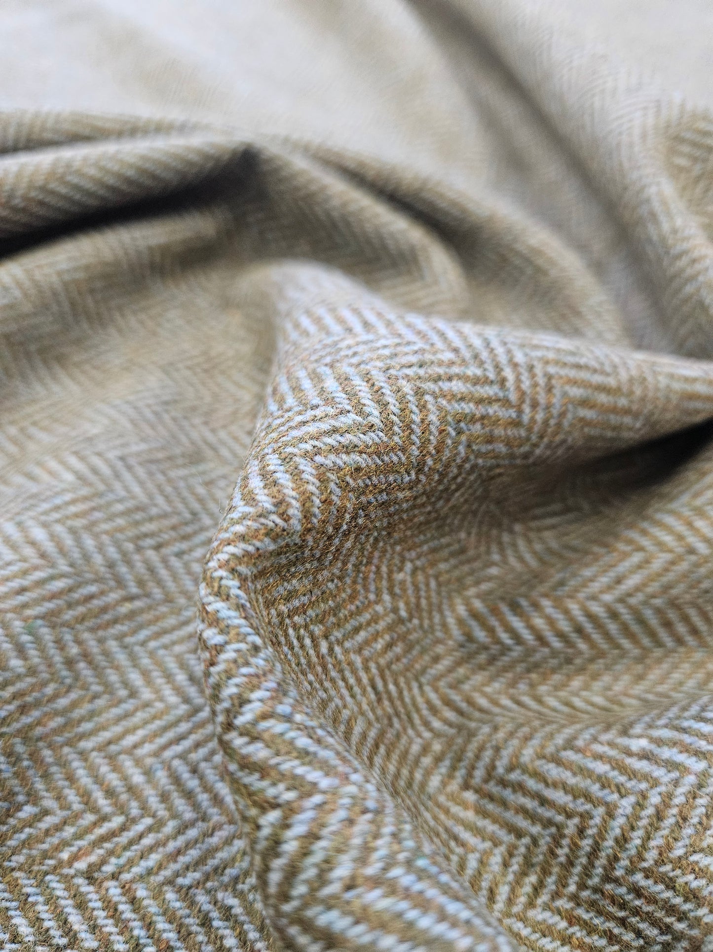 Herringbone Wool Mix Tweed- Green