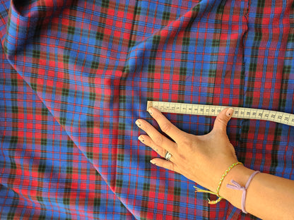 Burgundy & Navy Heritage Check Stretch Woven
