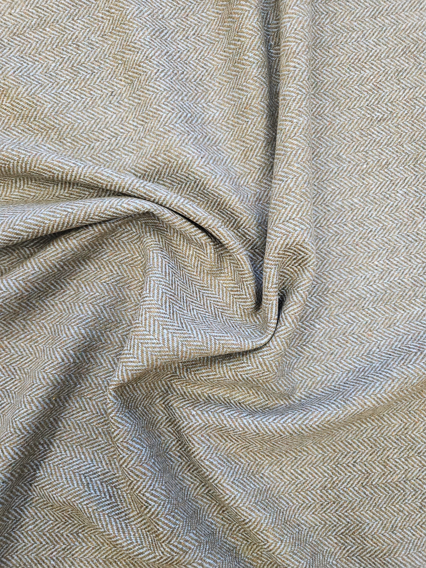 Herringbone Wool Mix Tweed- Green