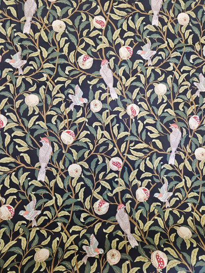 Panama Digital Cotton Canvas – Birds on Black