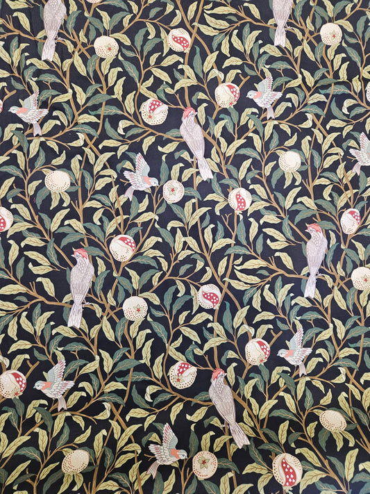 Panama Digital Cotton Canvas – Birds on Black
