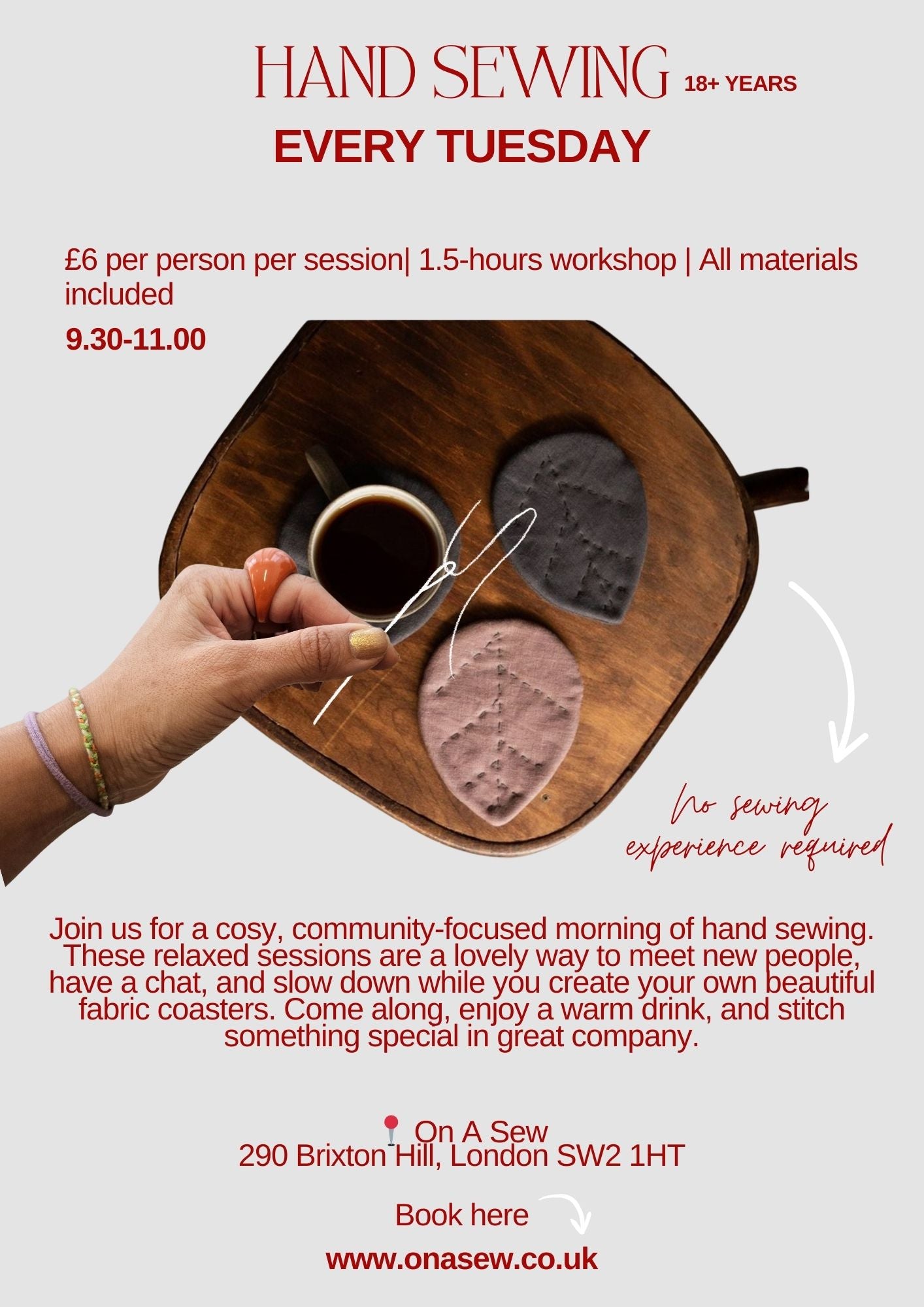 Hand Sewing Morning Sessions Every Tuesday (Adults 18+)