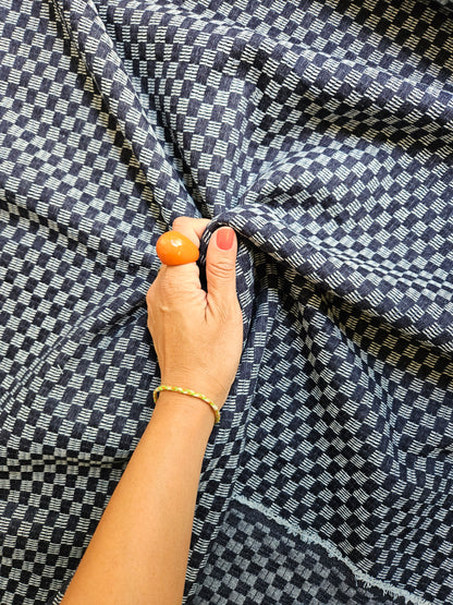 Checkboard Washed Denim Jacquard